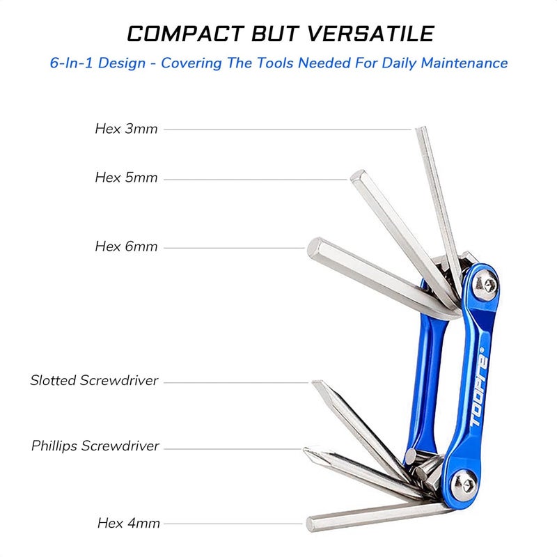 KIEVODE Bike Multi-Tool Mini Multitool Kit - 6 in 1 Lightweight Stainless Steel Tool With 3/4/5/6mm Hex Key and Phillips Screwdriver for Mountain Bicycle Road Bike MTB - Image 3